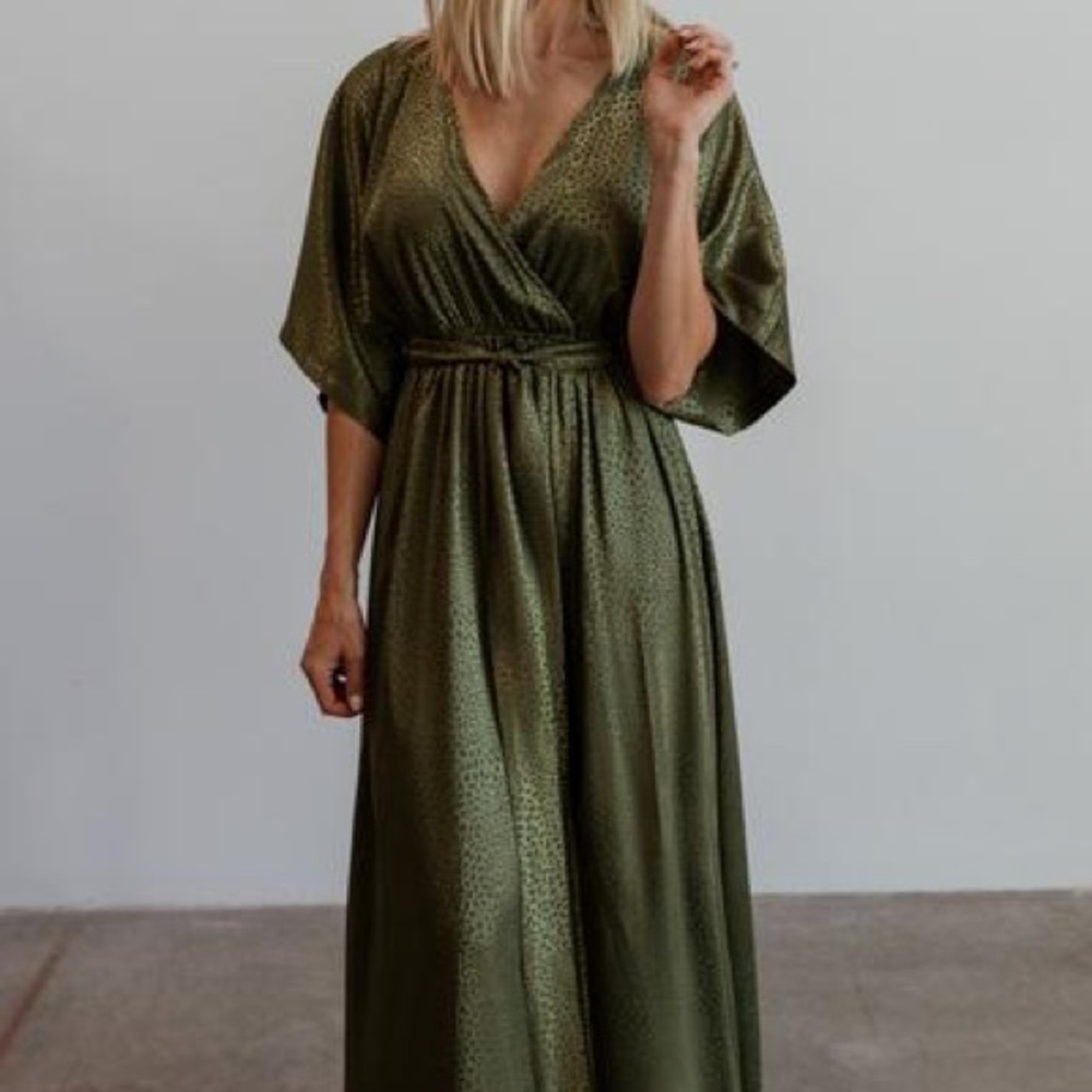 Baltic Born Olive Animal Print Kimono Maxi